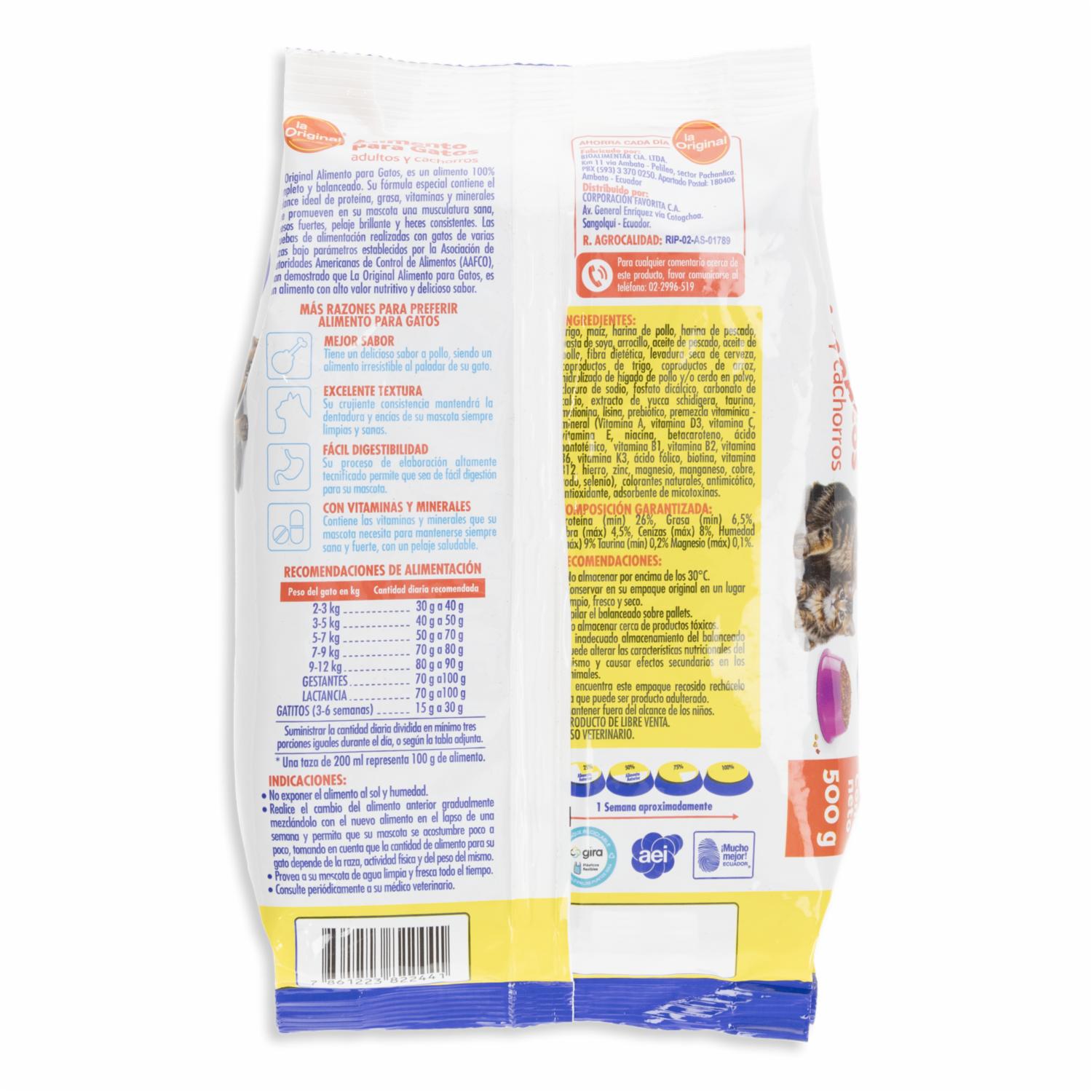 Alimento Para Gatos Cachorros Y Adultos Sabor A Pollo LA ORIGINAL 500 G - Image 2