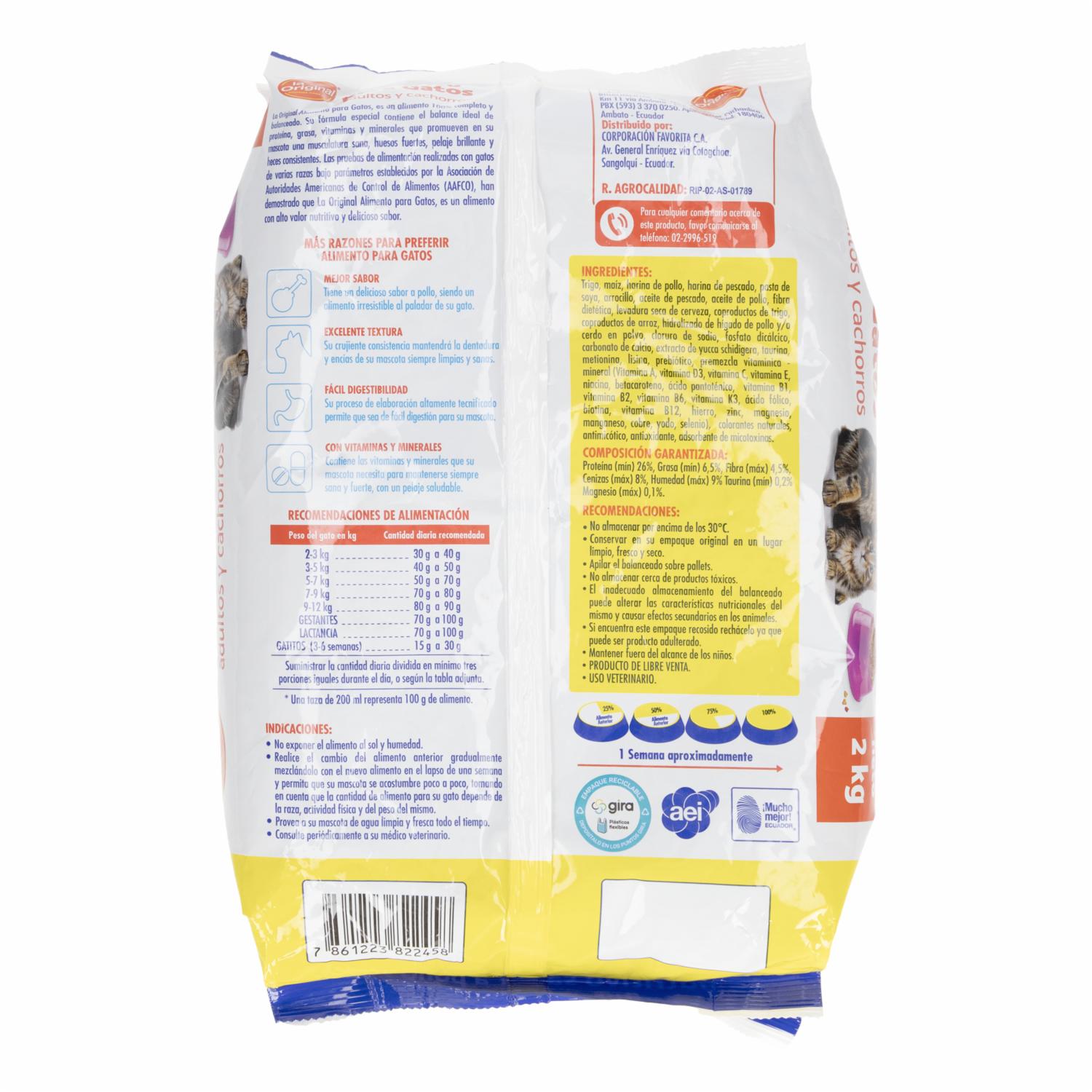 Alimento Para Gatos Cachorros Y Adultos Sabor A Pollo LA ORIGINAL 2 Kg - Image 2