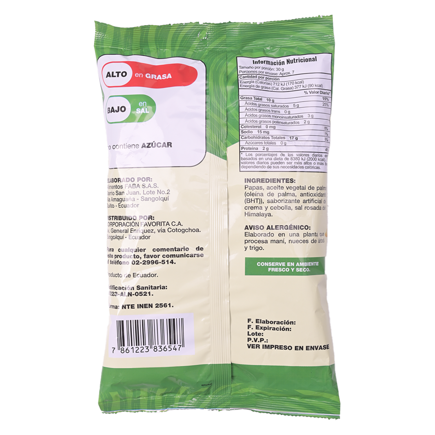 Papas Fritas Sabor A Crema Y Cebolla EL ARTESANAL 200 G - Image 3