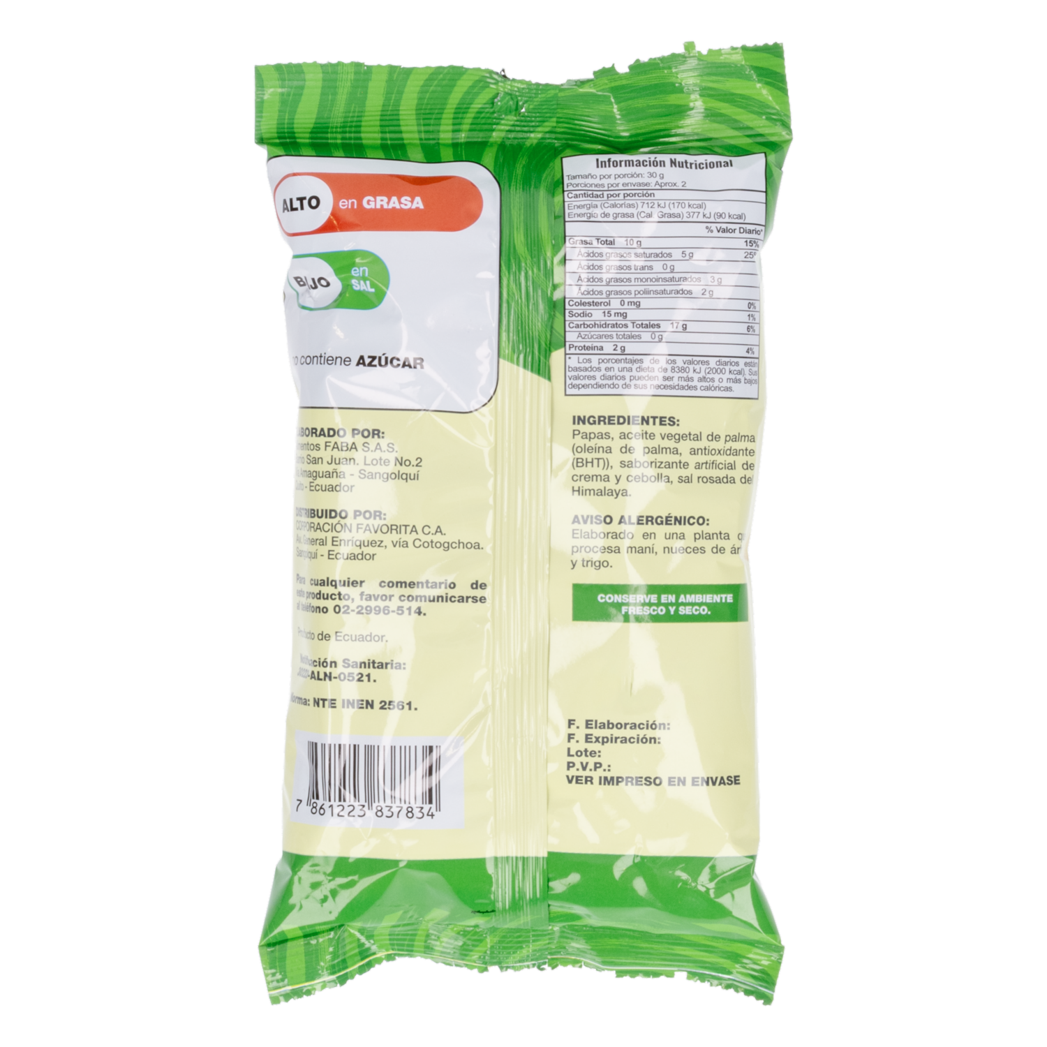 Papas Fritas Sabor A Crema Y Cebolla EL ARTESANAL 50 G - Image 2