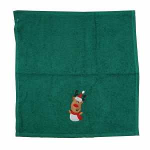 Toalla Navideña Verde Reno CELLTEX 30 X 30 Cm