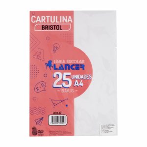 Cartulina Bristol A4 Blanca LANCER 25 Piezas