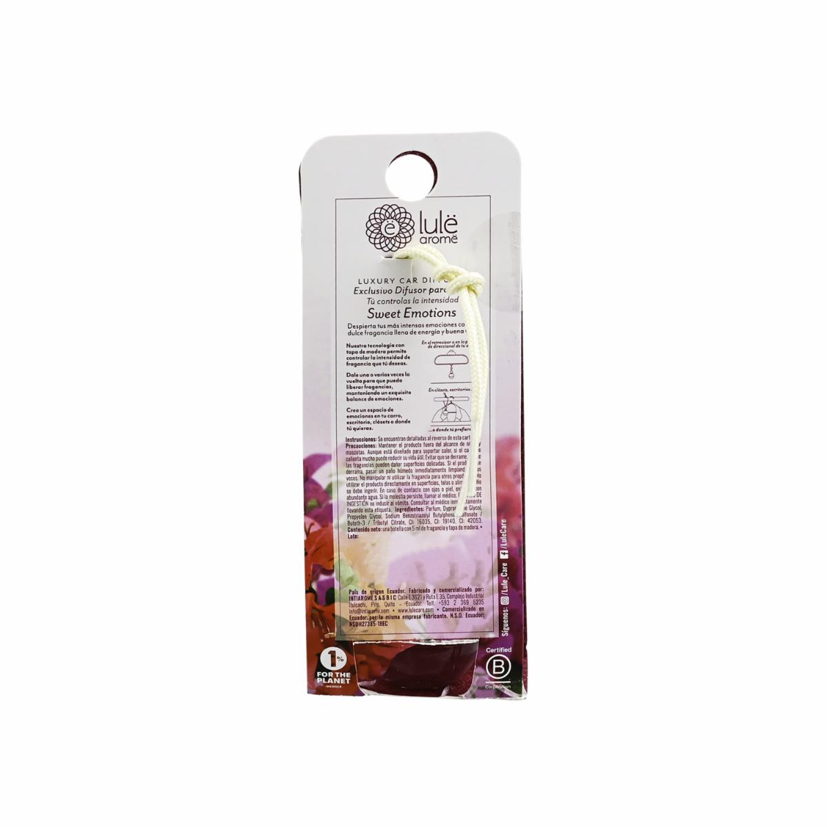 Difusor Ambiental Para Auto Fragancia Sweet Emotions LULË AROMË 5 Ml - Image 2