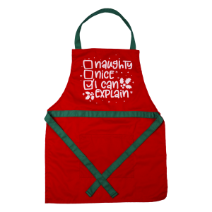 Delantal De Cocina Navideño Diseño Naughty Nice I Can Explain Rojo KIKEMAR 1 Pieza