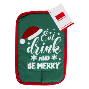 Coge Ollas Navideño Diseño Be Merry Verde KIKEMAR 1 Pieza