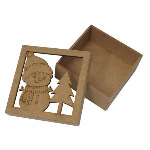Caja Chocolatera Diseño Muñeco De Nieve ARTES Y MADERA 10X10X4 5 CM