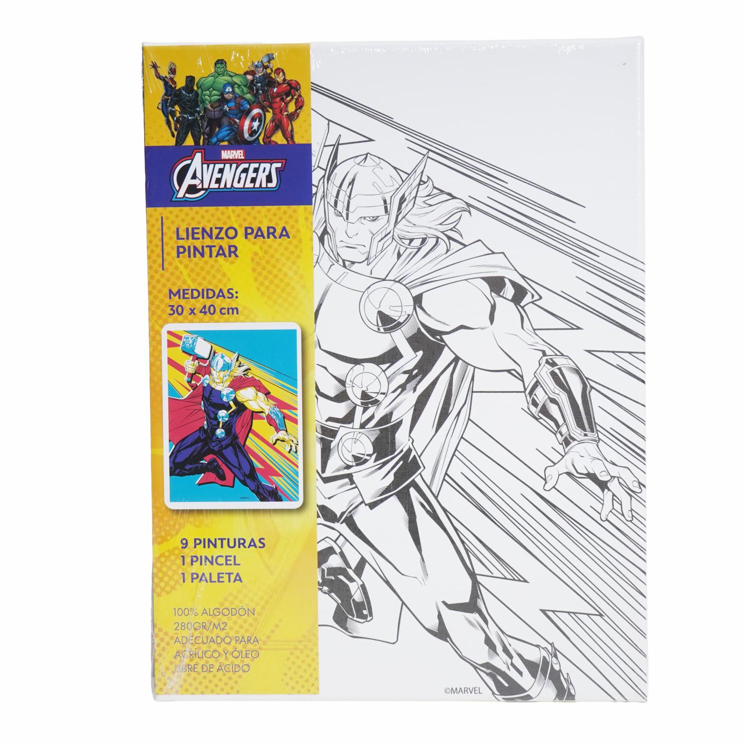 Set Lienzo Pintura Con Pincel Y Paleta Avengers DISNEY 40X30 Cm