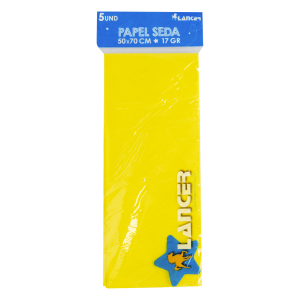 Set Papel Seda Amarillo 17 Gramos 70X50 CM LANCER 5 Piezas