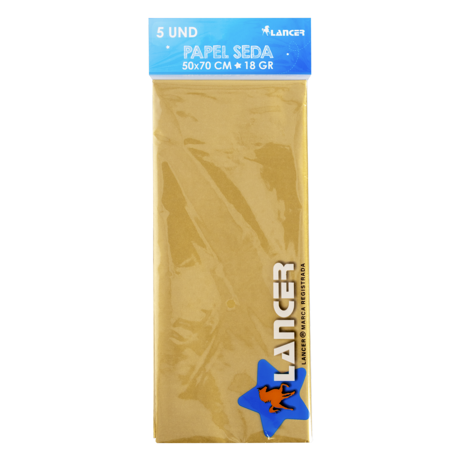 Set Papel Seda Dorado 18 Gramos70X50 CM LANCER 5 Piezas