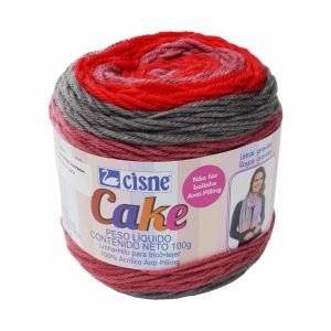 Lana Cake Rojo Gris Oscuro Castano CISNE 100 G