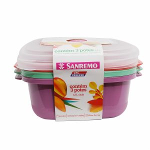 Set Reposteros Cuadrados Herméticos Vac Freezer SANREMO 1,3 Litros X 3