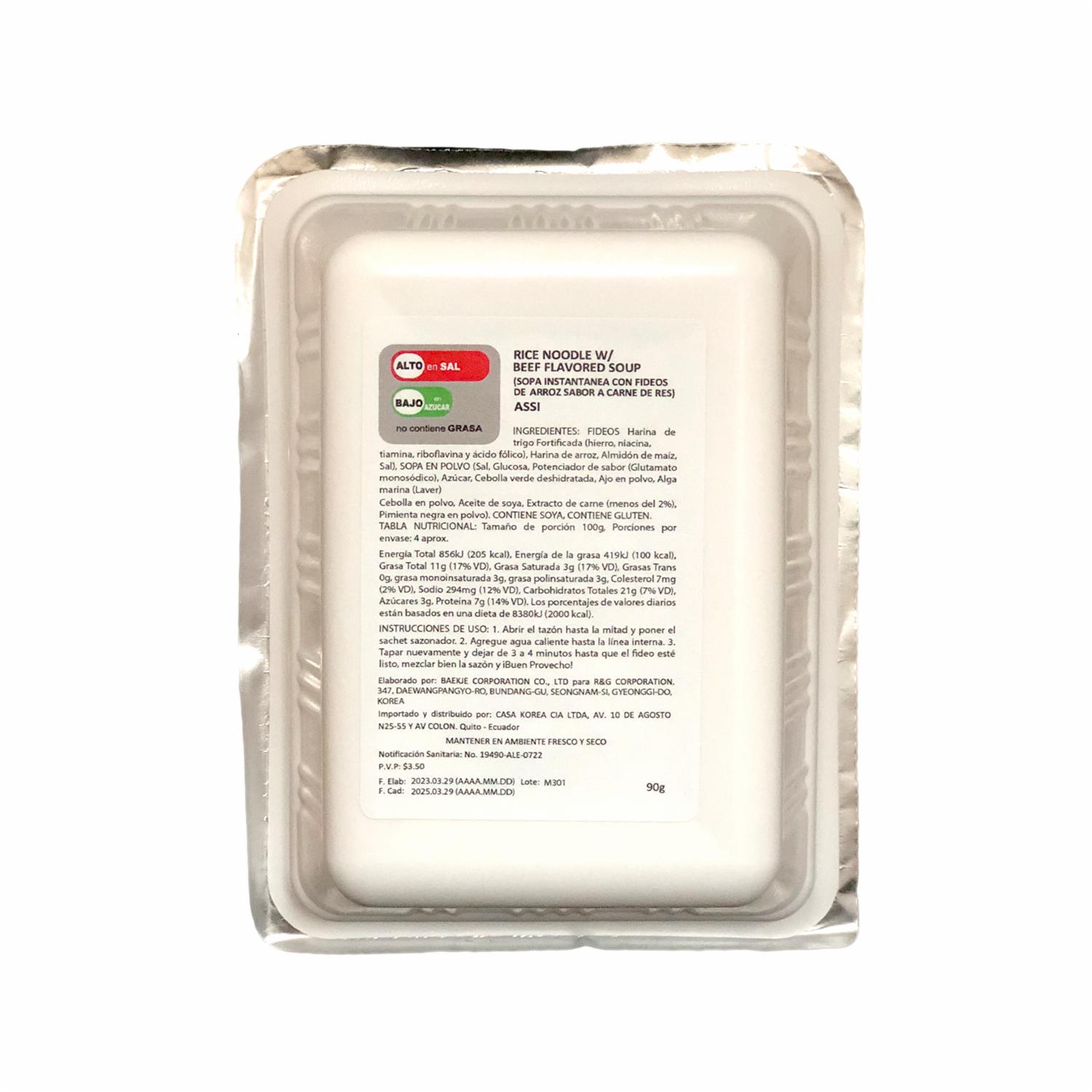 Fideo Instantaneo De Arroz Carne De Res ASSI 90 G - Image 3