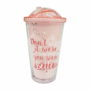 Vaso Plástico Con Pitillo  Mensajes 350 Ml WAHFAY HF4003091709