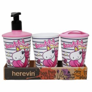 Set De Baño Para Niña Diseño Unicornio HEREVIN X 3 Piezas