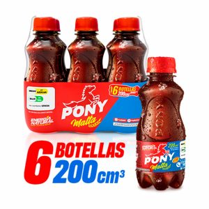 Bebida De Malta Energía Natural Mini PONY MALTA 6 X 200 Ml