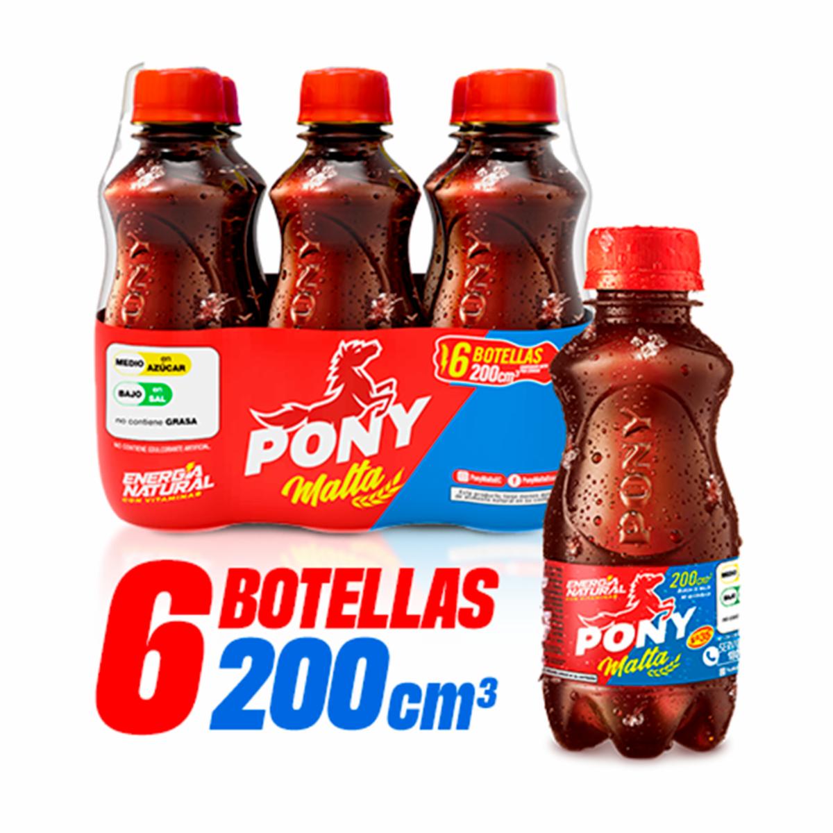 Bebida De Malta Energía Natural Mini PONY MALTA 6 X 200 Ml