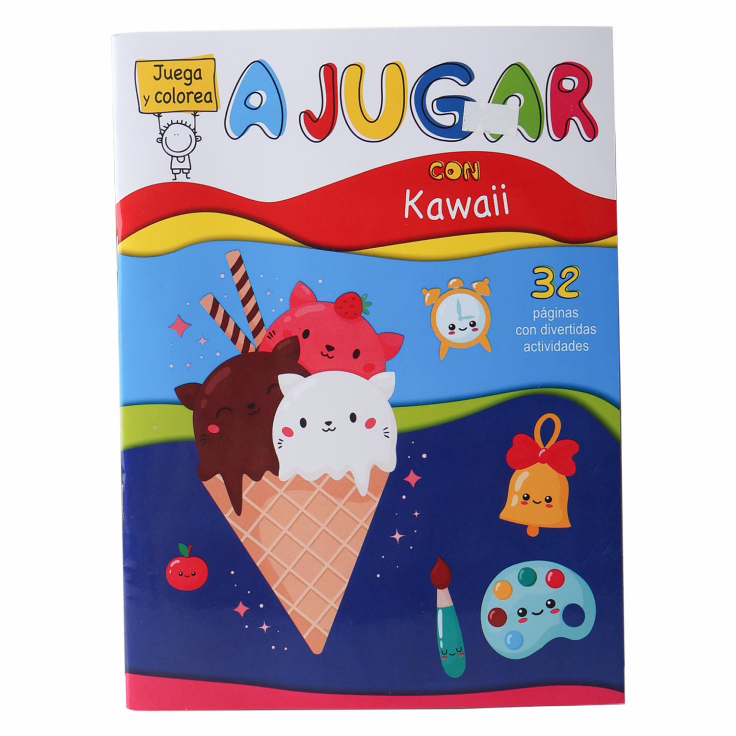 Libro A Jugar Con Kawaii Juega Y Colorea BEASCOA 20 Páginas