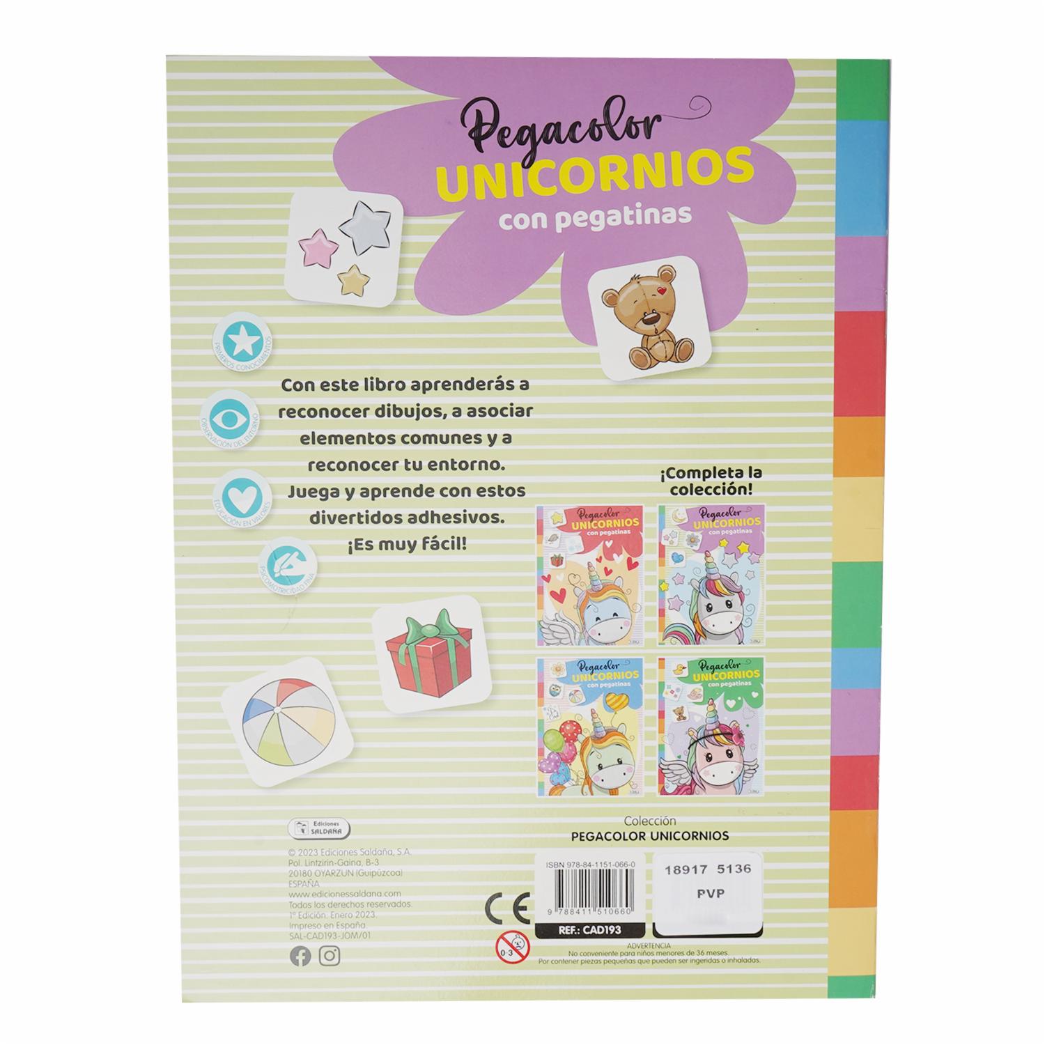 Libro Pegacolor Unicornios Con Pegatinas SALDAÑA 16 Páginas - Image 2