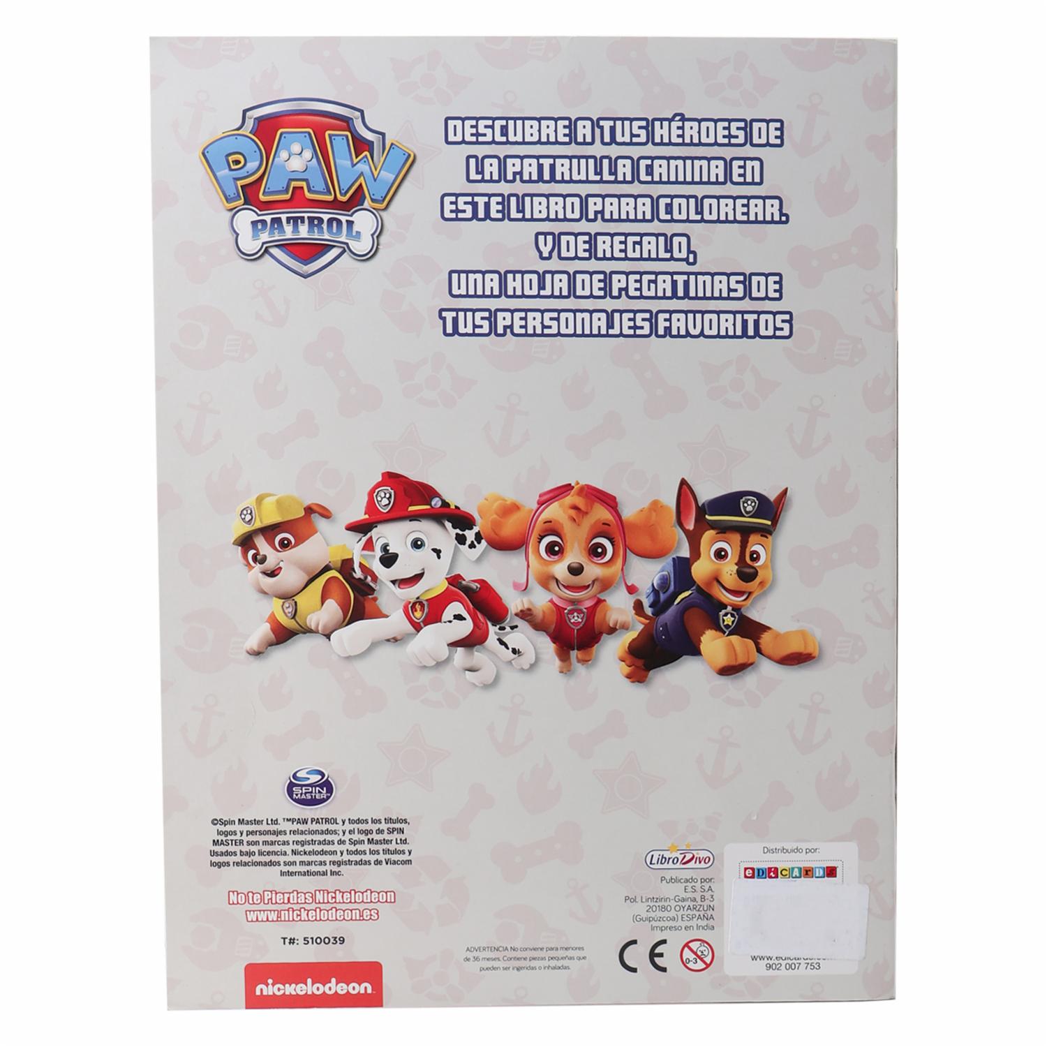 Libro Paw Patrol Color Con Pegatinas Pasta Gris LIBRO DIVO 15 Páginas - Image 2