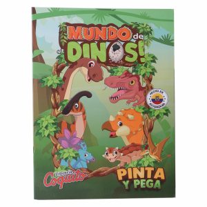 Libro Pinta Y Pega Mundo De Dinos COQUITO 25 Páginas