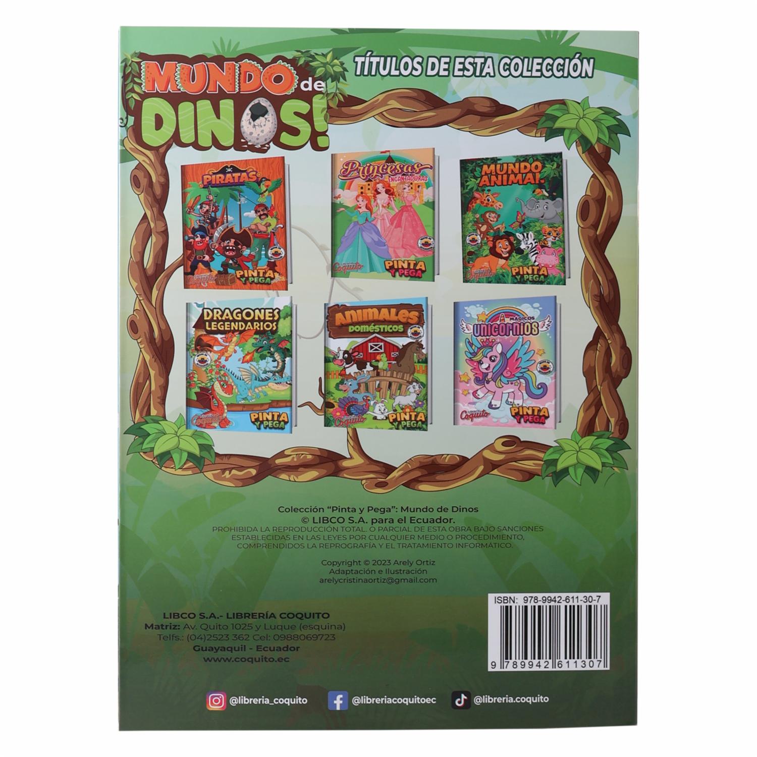 Libro Pinta Y Pega Mundo De Dinos COQUITO 25 Páginas - Image 2