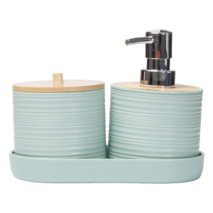 Set Dispensadores Líquido De Baño Celeste SKYLARK 3 Piezas