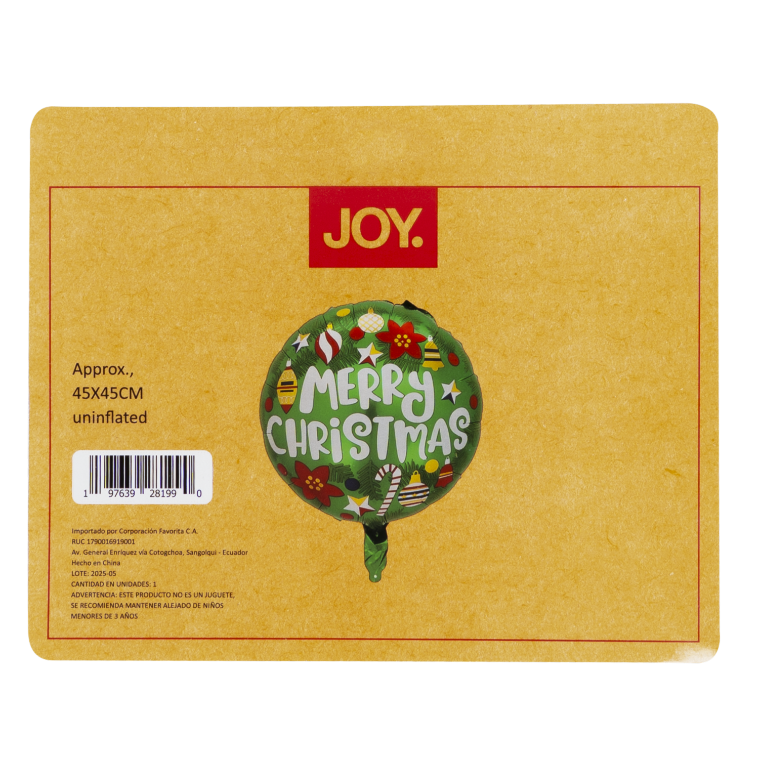 Globo De Aluminio Navideño Merry Christmas JOY 45 X 45 Cm