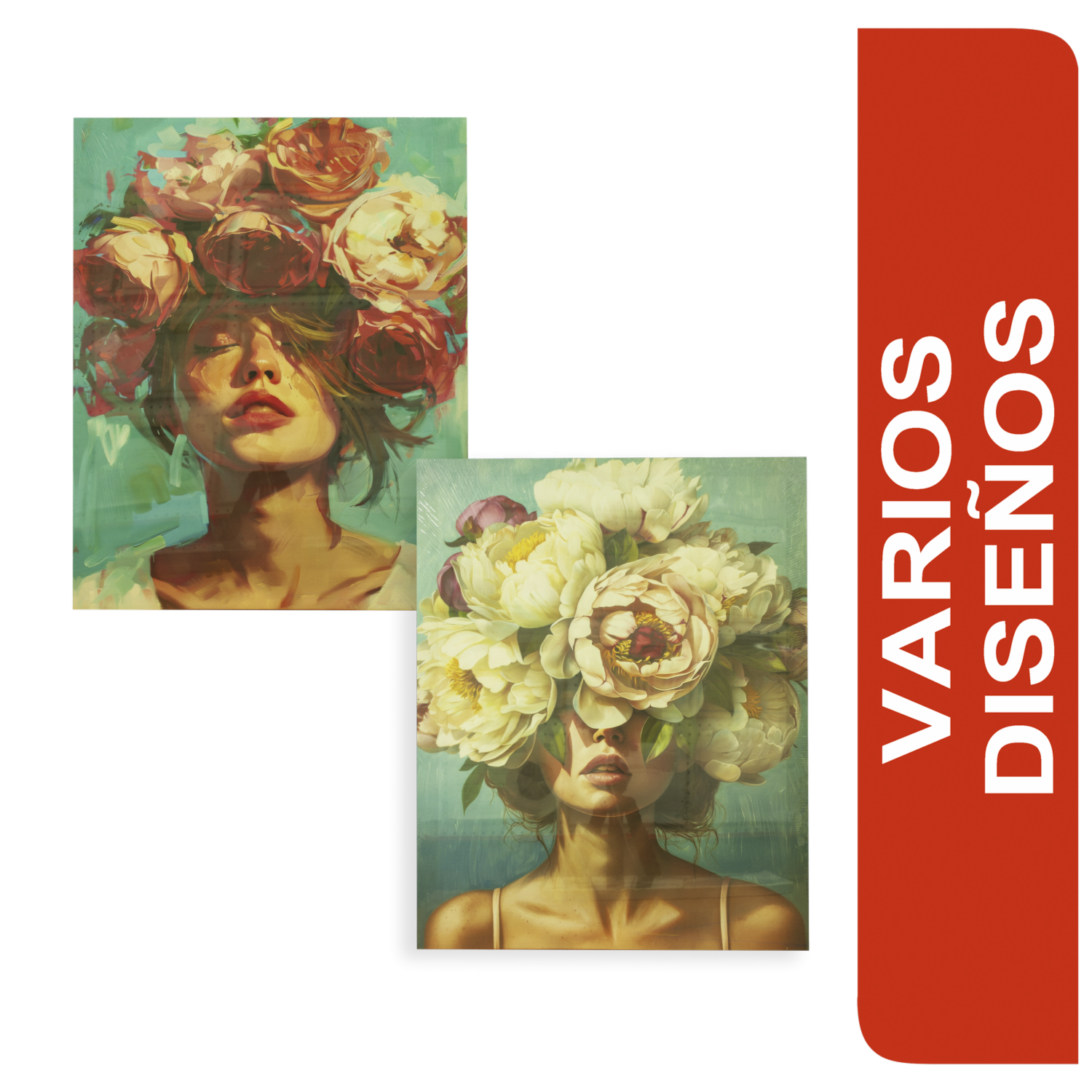 Cuadro Decorativo Diseño Surtido Mujer C/Flores Azul FUZHOU BESTONE COLLECTION 40X50 Cm