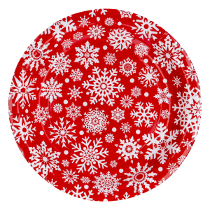 Plato Navideño Desechable Rojo Copos Blancos DFHO X 8 Uds
