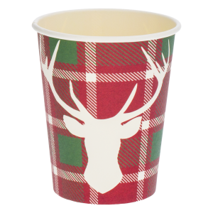 Vaso Desechable Navideño Escocés Reno Blanco DFHO X 8 Uds
