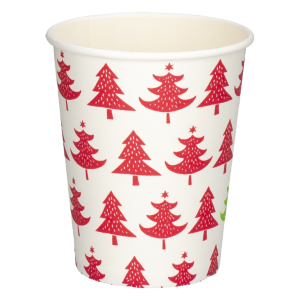 Vaso Desechable Navideño Árboles Rojos DFHO X 8 Uds