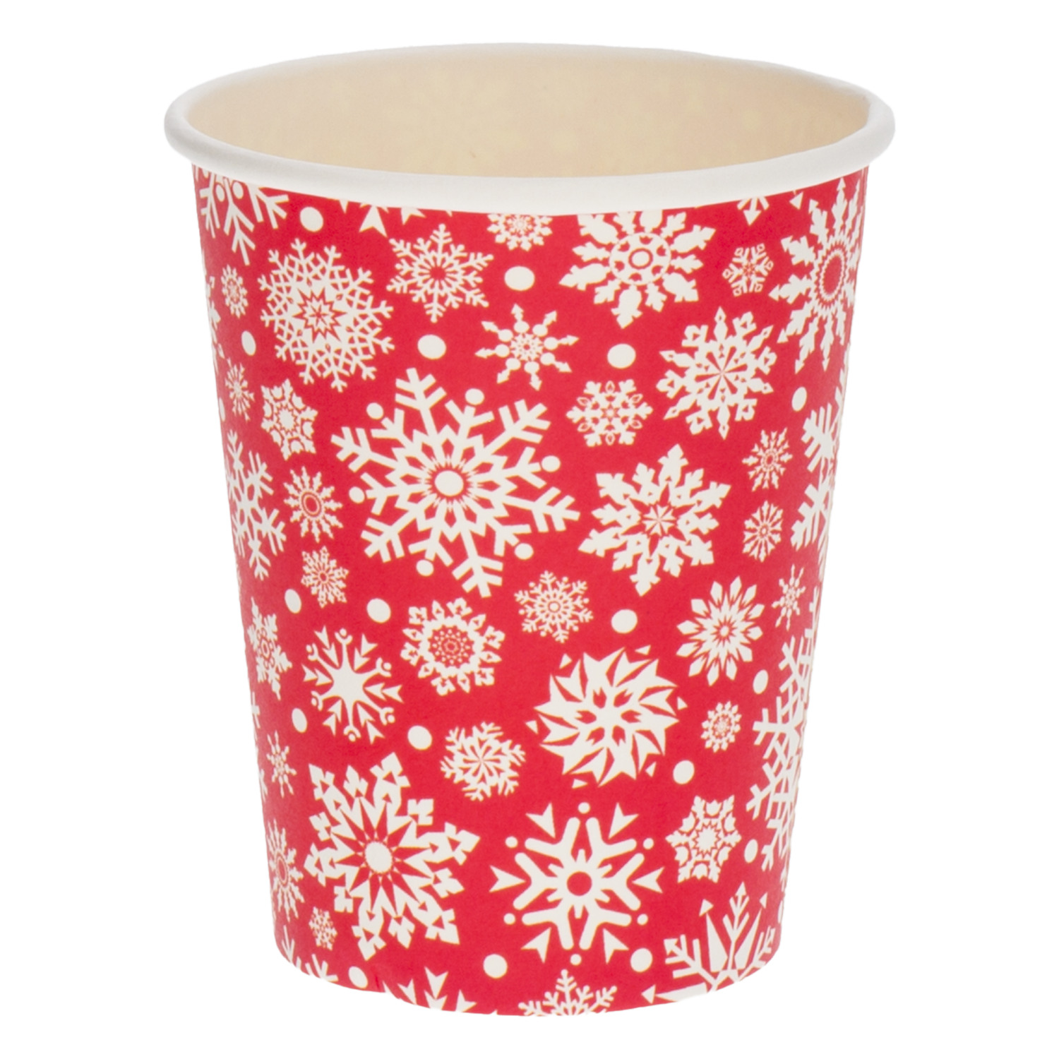 Vaso Desechable Navideño Rojo Copos Blancos DFHO X 8 Uds