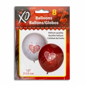 Globos Para Decoración Estampados Rojos Y Blancos LPS X 8 Uds