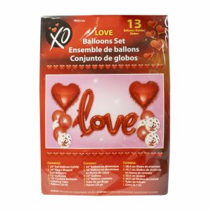 Set De Globos Metálico Corazón Love LP X 13 Uds