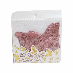 Adornos Para San Valentín Mariposas 3D Oro Rosa IMPORTADORA CUMPLEAÑOS 12 Uds X 12 Cm