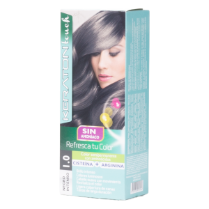 Tinte De Cabello Sin Amoníaco Con Cisteína + Arginina Tono 1.0 Negro Intenso KERATON 60 Ml