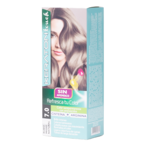 Tinte De Cabello Sin Amoníaco Con Cisteína + Arginina Tono 7.0 Rubio Medio KERATON 60 Ml