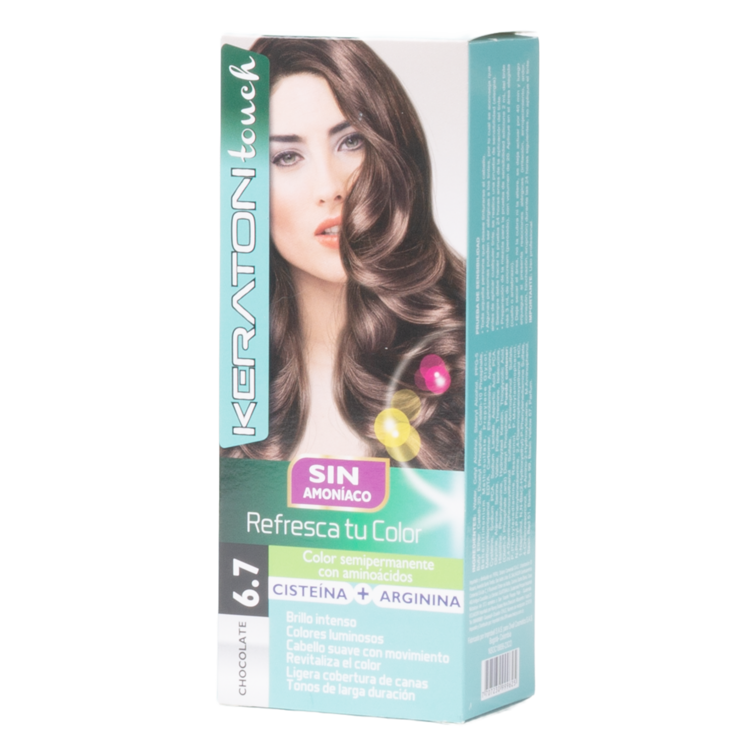 Tinte De Cabello Sin Amoníaco Con Cisteína + Arginina Tono 6.7 Chocolate KERATON 60 Ml