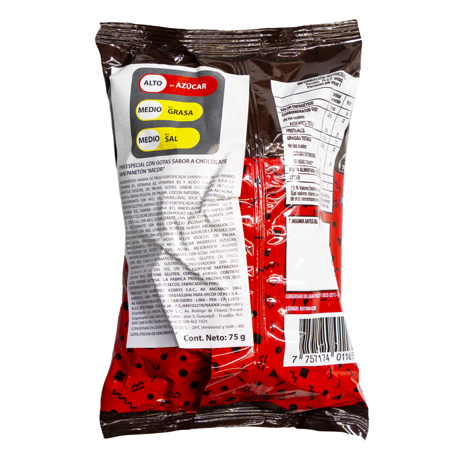 Mini Panetón Con Gotas Sabor A Chocolate ARCOR 75 G - Image 2