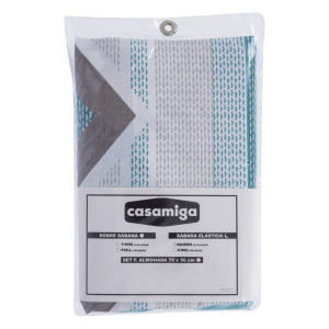 Sabana Elástica Luminar Rayas CASAMIGA 1 1/2 Plazas