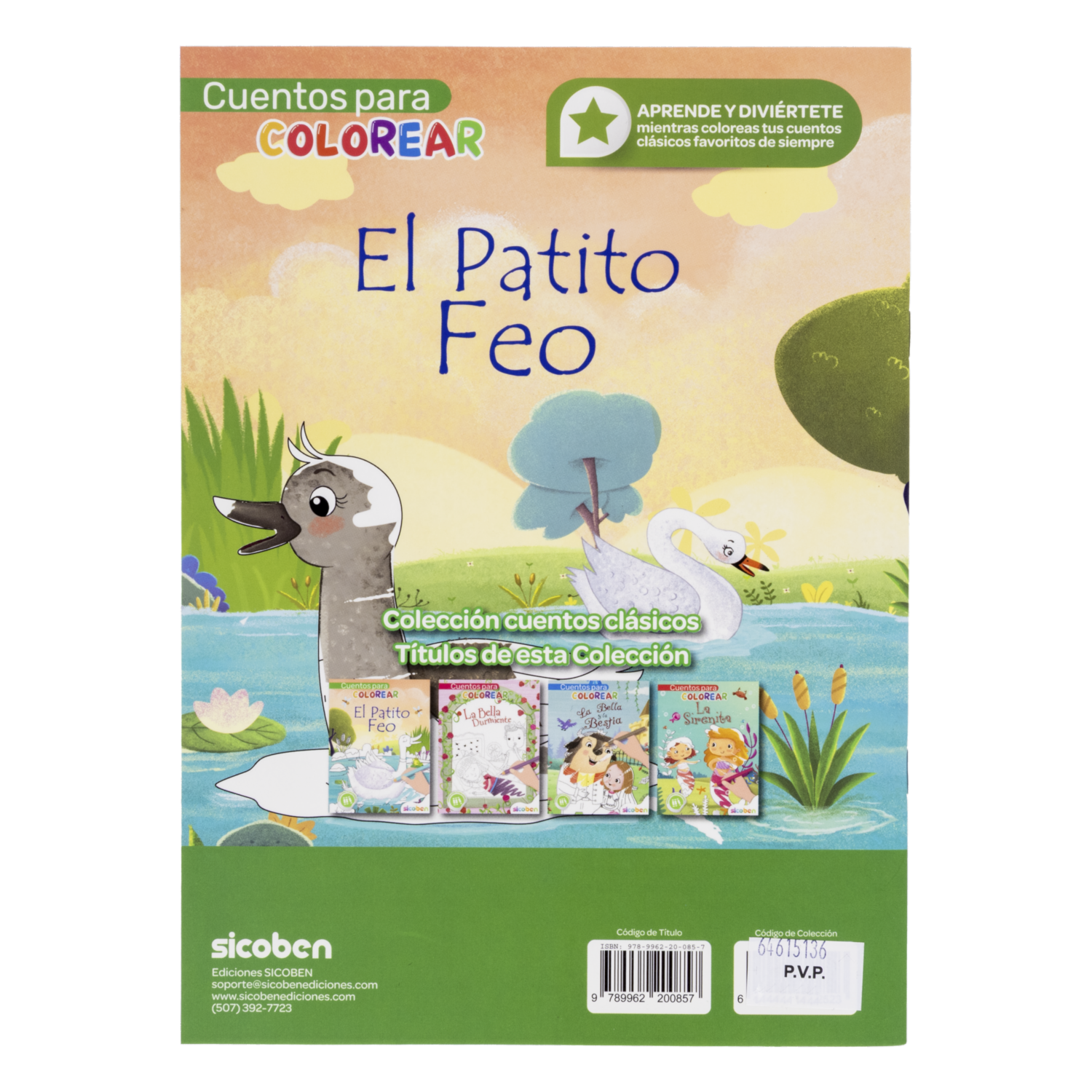 Libro Cuentos Para Colorearel Patito Feo SICOBEN 48 Páginas - Image 2