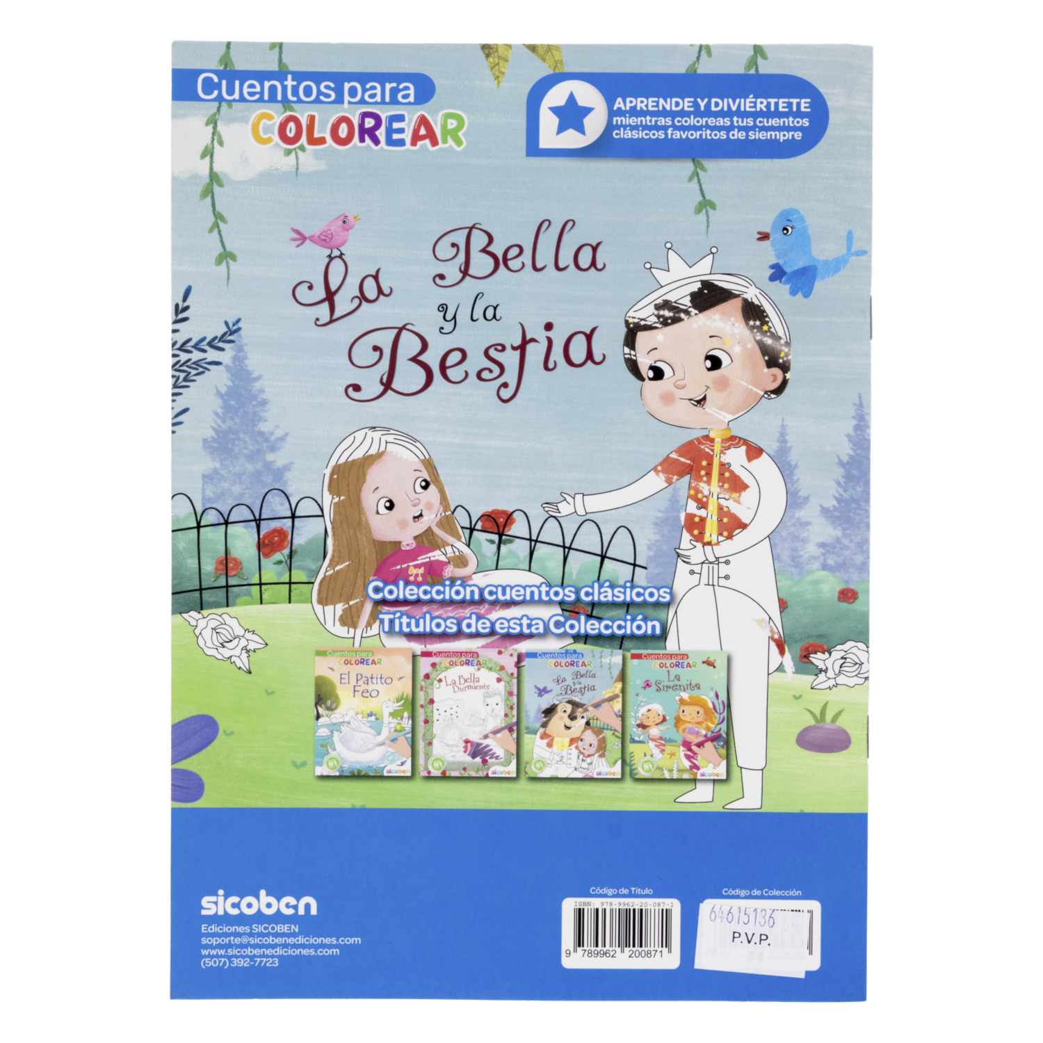 Libro Cuentos Para Colorear La Bella Y La Bestia SICOBEN 48 Páginas - Image 2