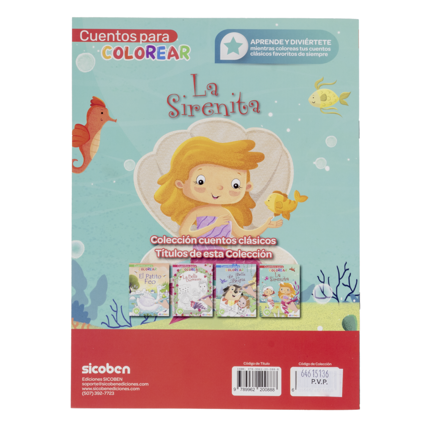 Libro Cuentos Para Colorear La Sirenita SICOBEN 48 Páginas - Image 2