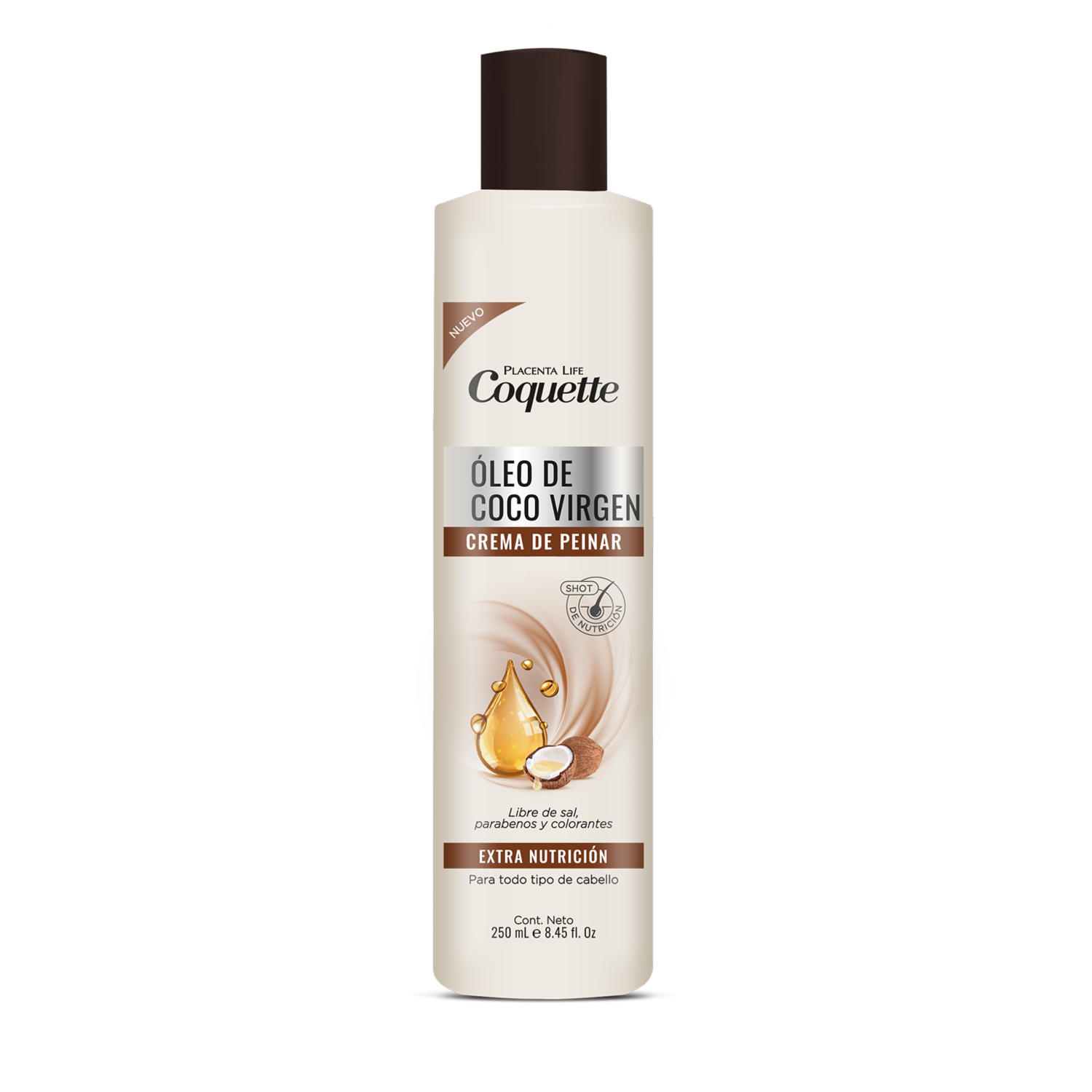 Crema De Peinar Óleo De Coco Virgen COQUETTE 250 Ml