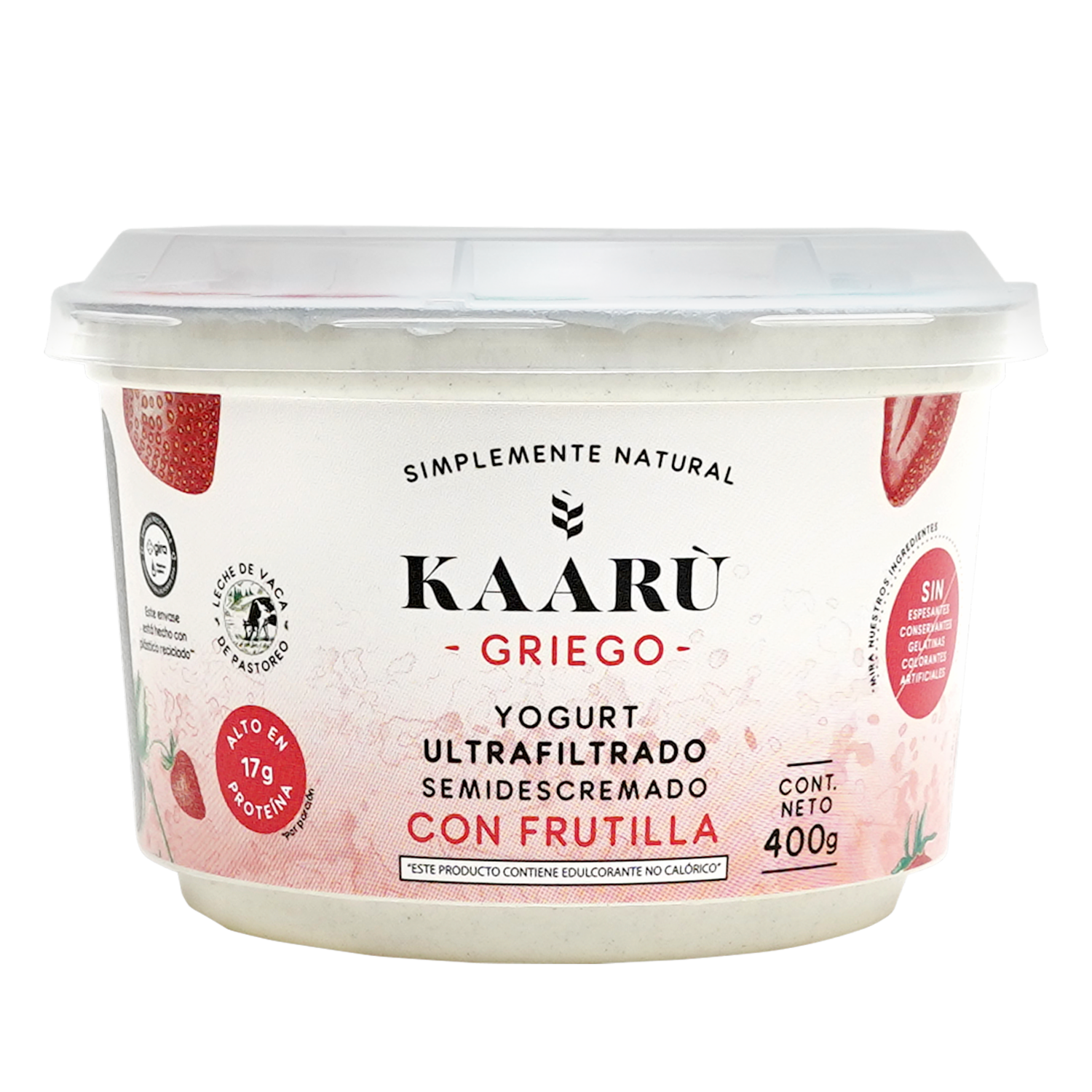 Yogurt Griego Ultrafiltrado Semidescremado Con Frutilla KAARÙ 400 G
