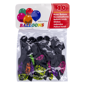 Globos Feliz Cumpleaños No.12 Negro BALLOONS X 10 Uds