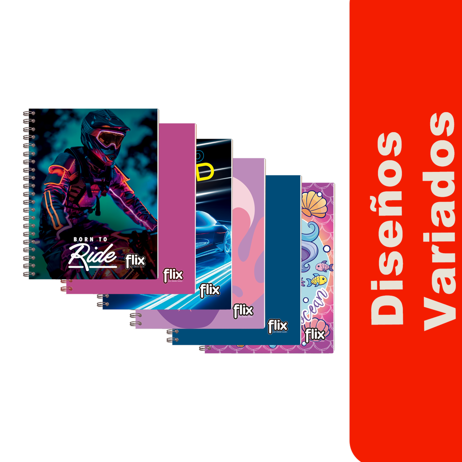 Cuaderno Universitario De 4 Líneas Argollado FLIX 100 Hojas