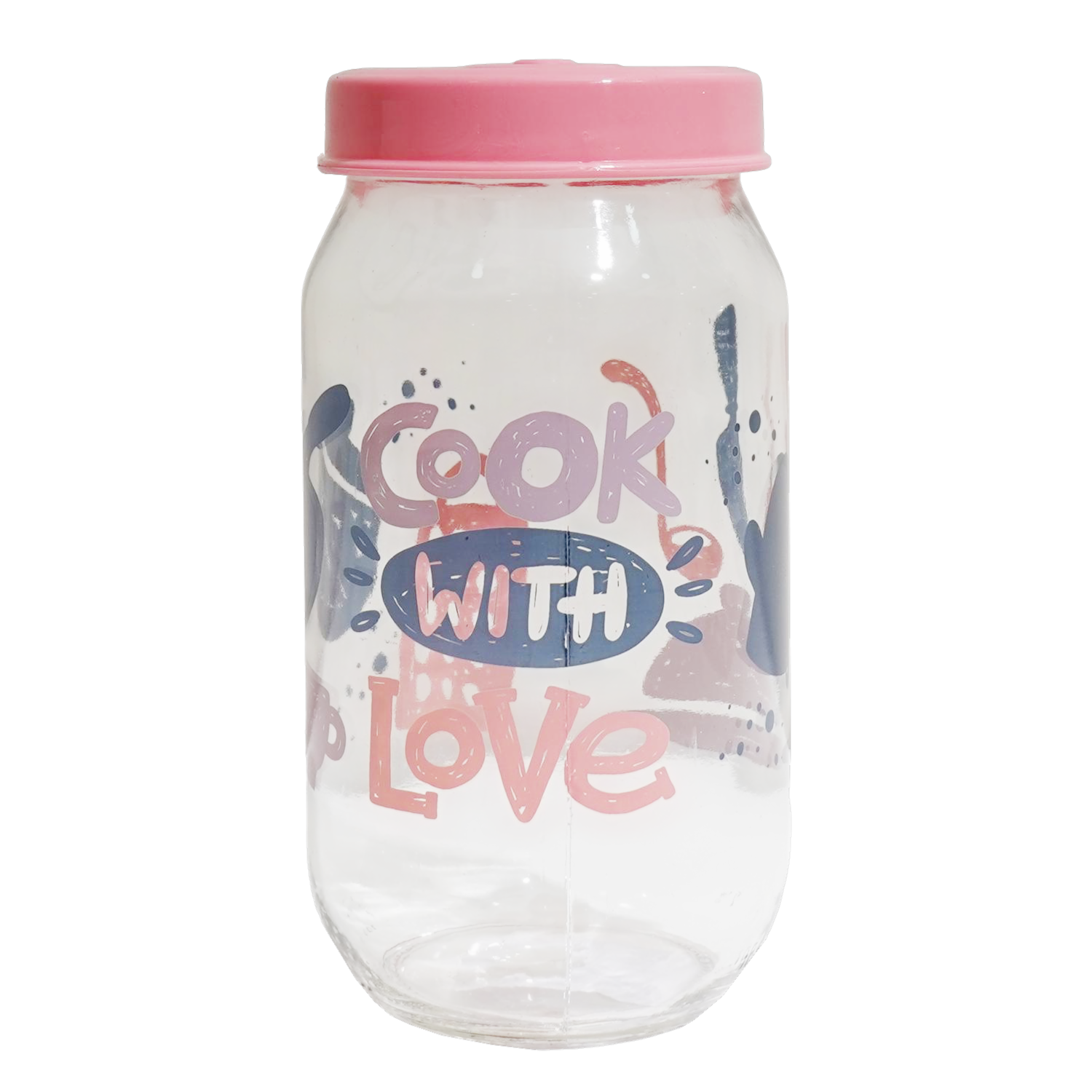 Frasco De Vidrio Con Leyenda Cook With Love HEREVIN 1 Litro