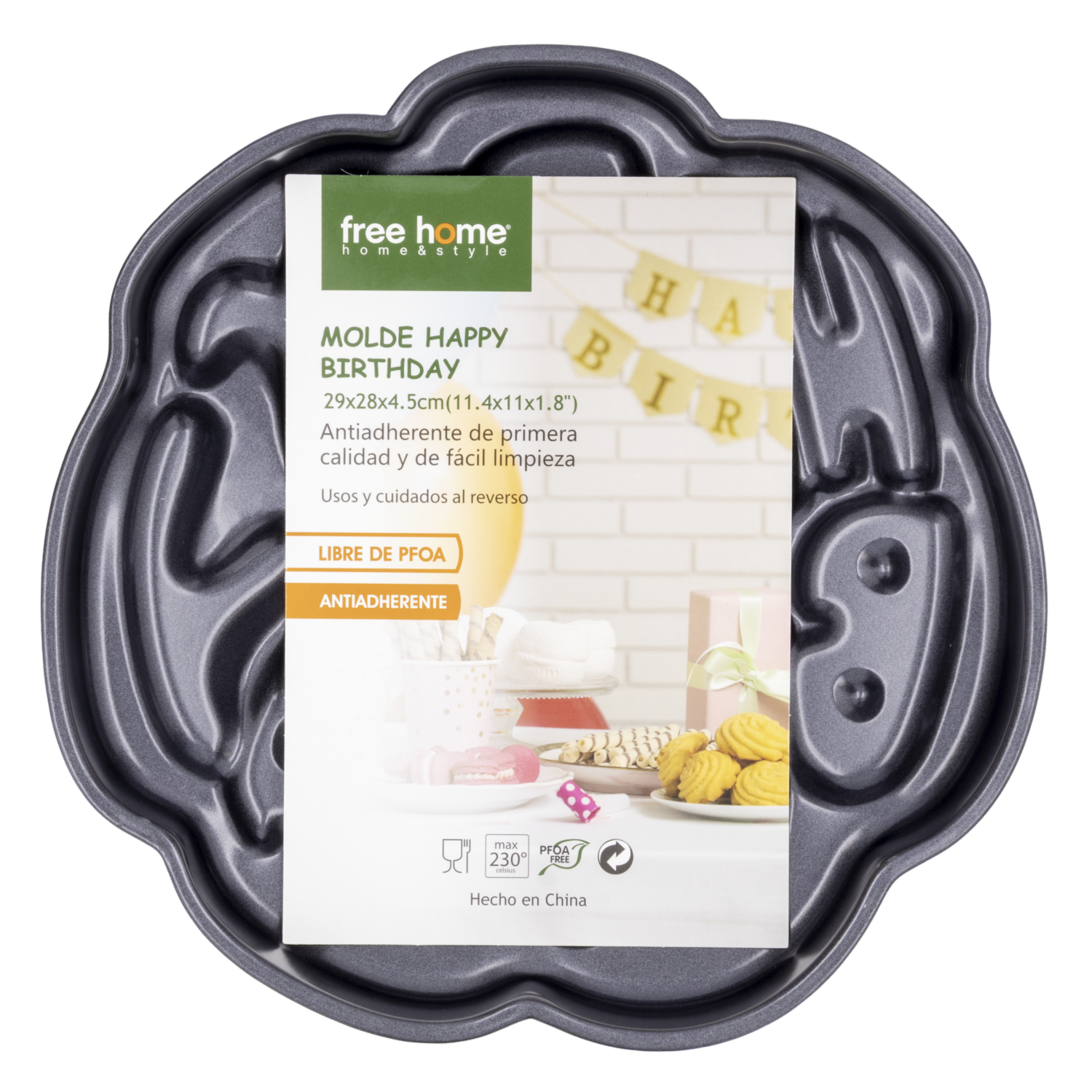 Molde Para Hornear Diseño Happy Birthday FREE HOME 29X28X4.5 Cm