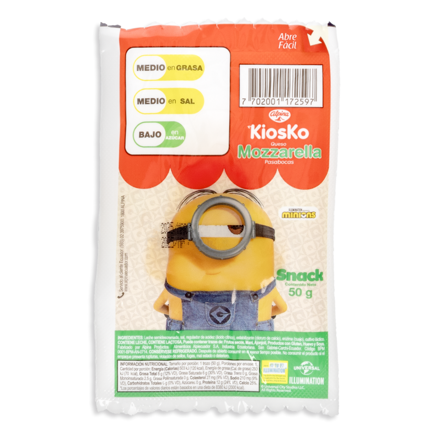 Queso Mozzarella Snack KIOSKO 50 G